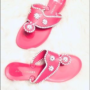 Jack Rogers Pink & White Jelly Thong Sandals